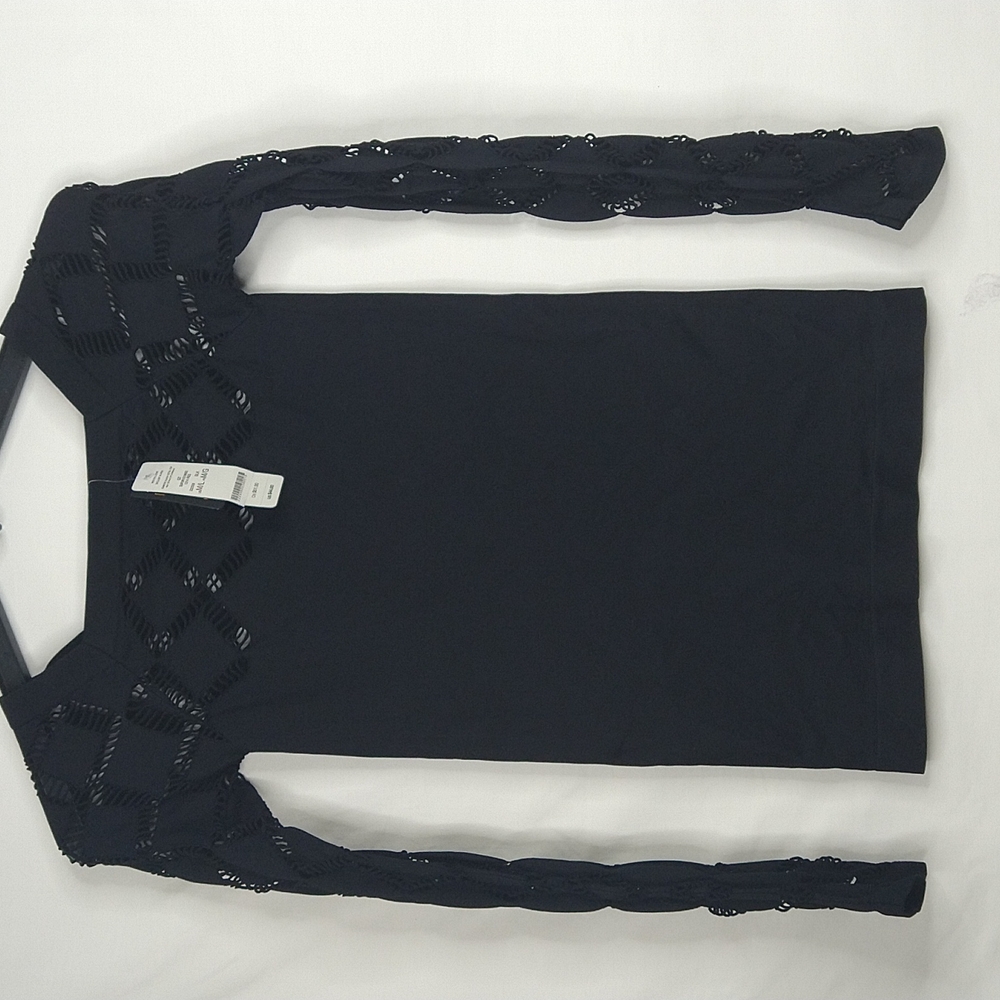Bebe Diamond Slashes Black Off Shoulder Top Size:M/L - Picture 8 of 9